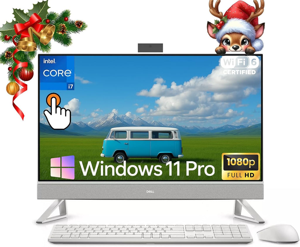 Dell 27 All-in-One Desktop Computer PC - 64GB RAM, 2TB SSD, 27' FHD IPS Touchscreen, Intel 7-150U CPU (up to 5.4GHz), GeForce MX570A, Wireless KB & Mouse, Wi-Fi 6E, Bluetooth, Win 11 Pro