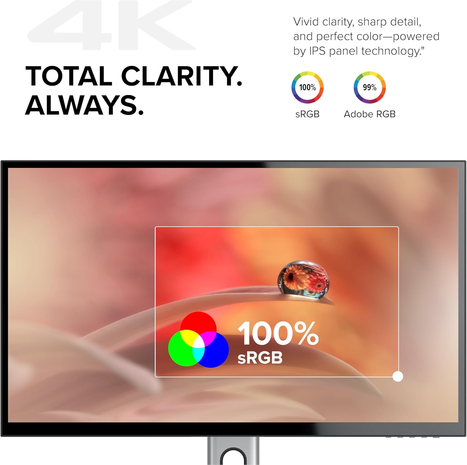 ALOGIC Clarity 27' 4K UHD Monitor with USB-C (90W PD) | Adjustable Stand | Silver & Black | Ultra HD Display