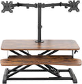 VIVO Height Adjustable 32 inch Standing Desk Converter with Dual 13 to 30 inch Monitor Stand, Sit Stand Monitor Mount and Desk Riser, Vintage Brown Top, Black Frame, DESK-V000KN-M2