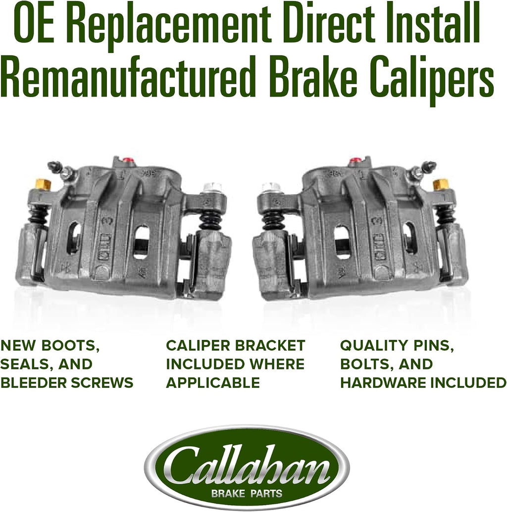 Callahan Brake Parts Brake Kit for Honda Civic 2006-2011 Front Replacement Brake Rotors with Ceramic Brake Pads and Brake Calipers CLHCCO116013