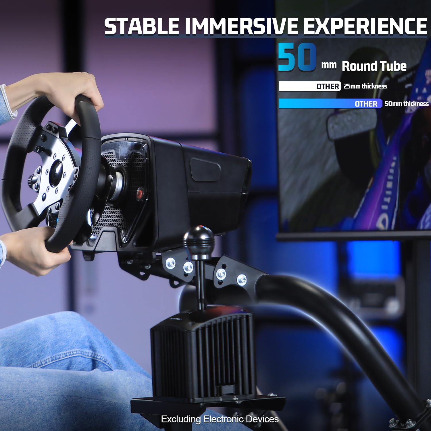 Marada Racing Simulator Cockpit with Monitor Stand Fit for Thrustmaster T500 T3PA,for PXN,for Logitech G923 G920,for FANTEC,Stable Strong Driving Cockpit with Black Seat,Not Included Wheel and Pedal