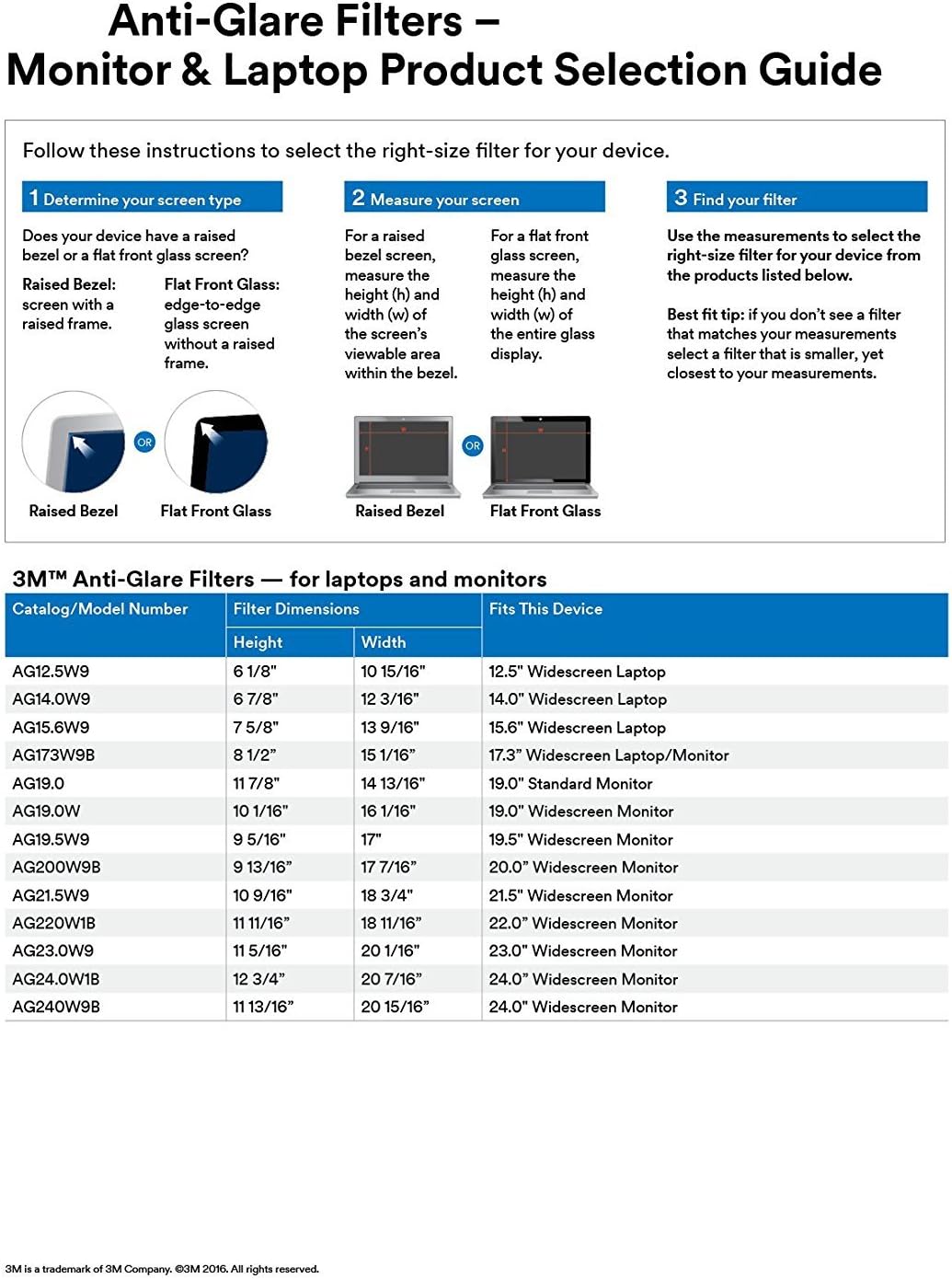 3M Anti-Glare Filter for 22' Widescreen Monitor (16:10) (AG220W1B)