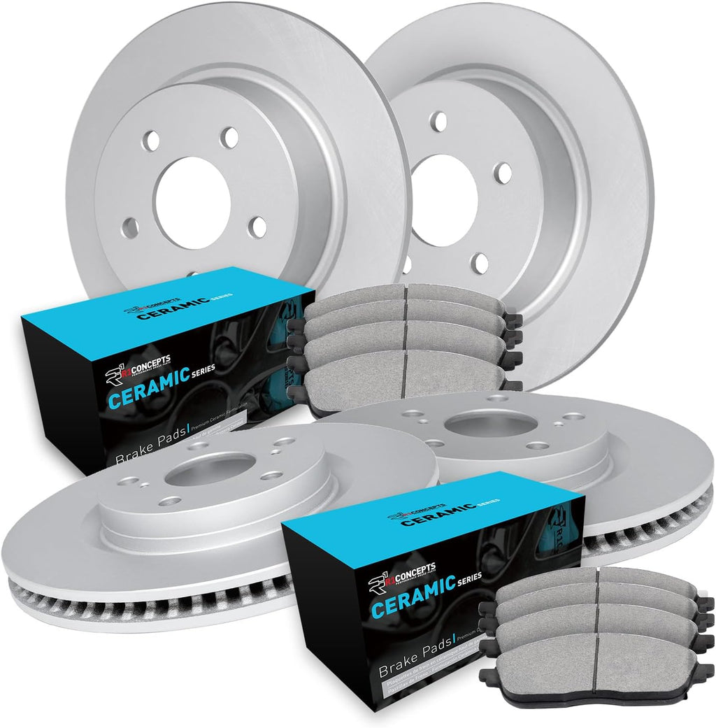 R1 Concepts Front and Rear Brake Kit Fits 2006-2011 Honda Civic| Ceramic Brake Pads and Blank Brake Rotors| 10.3' Front & 10.2' Rear
