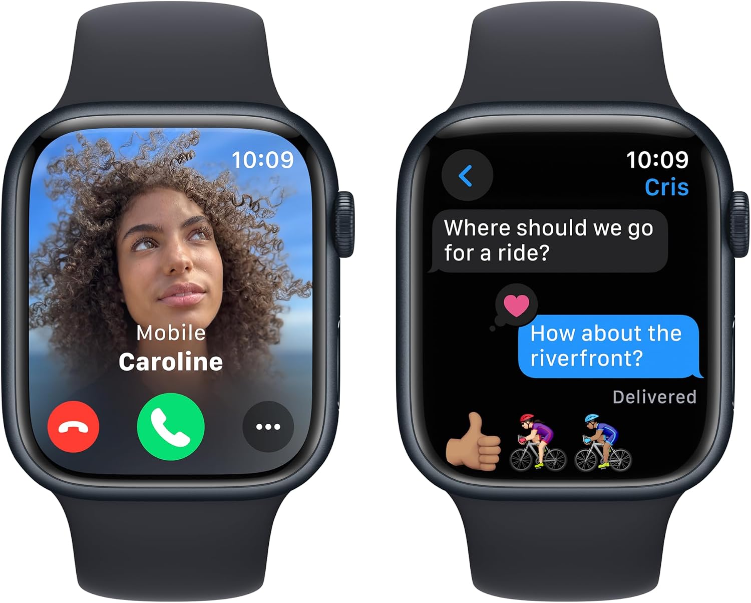 Apple Watch Series 9 [GPS 45mm] Midnight Aluminum Case with Midnight Sport Band M/L (Renewed)