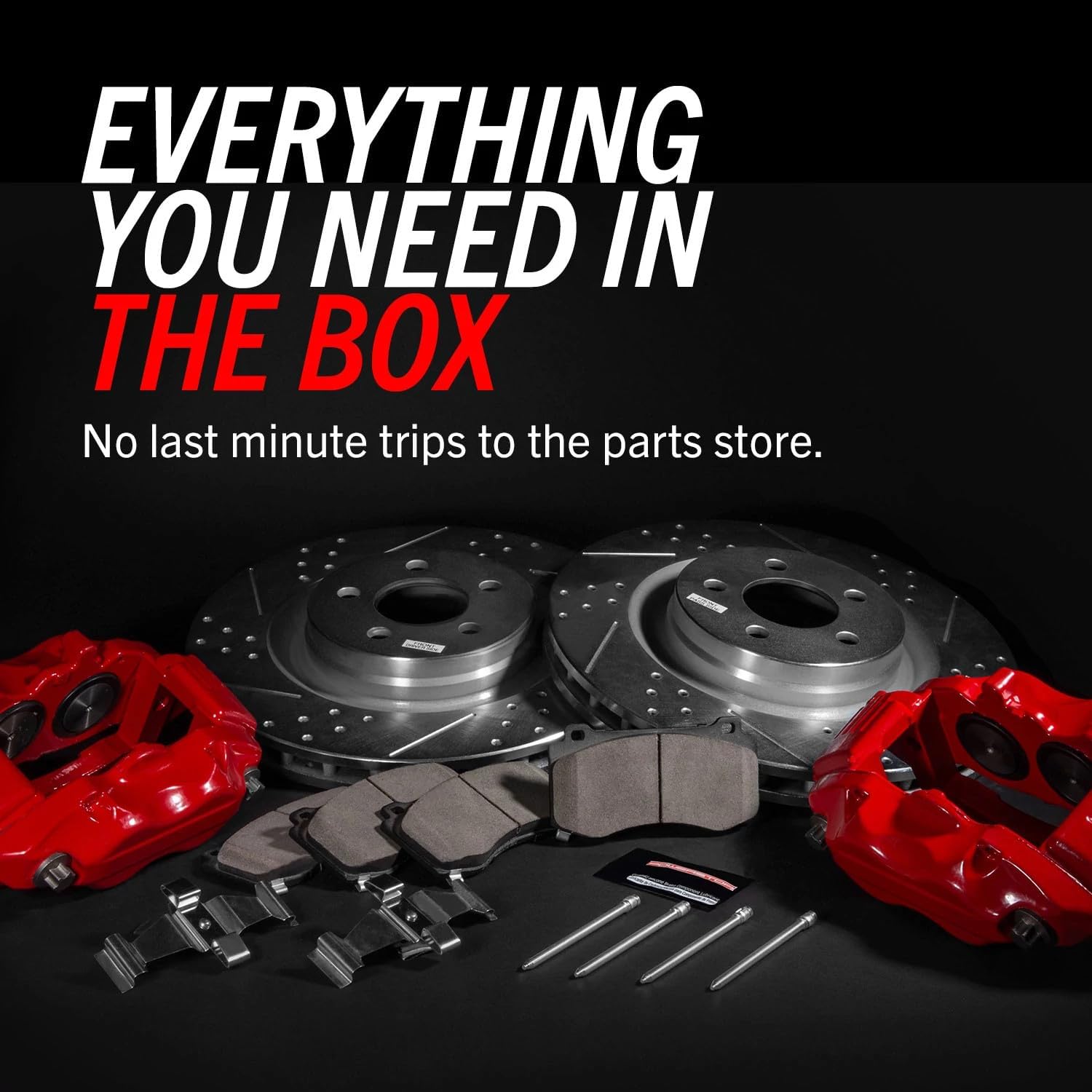 PowerStop Front Brake & Caliper Kit for Honda Civic 2006-11 - Carbon-Fiber Ceramic Brake Pads + Drilled & Slotted Rotors + Red Powder Coated Calipers, KC2384A