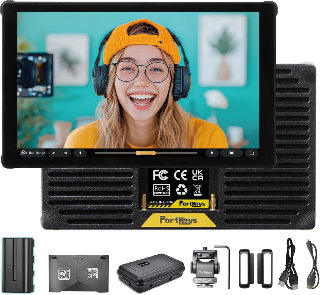 Portkeys PT5 III Camera Monitor 5.4' 800nits Field Monitor with USB 3.0 Type-C Port Support Waveform, Histogram, Peaking, False Color, and 3D LUT Function for DSLR Camcorder with NP-F550 Battery