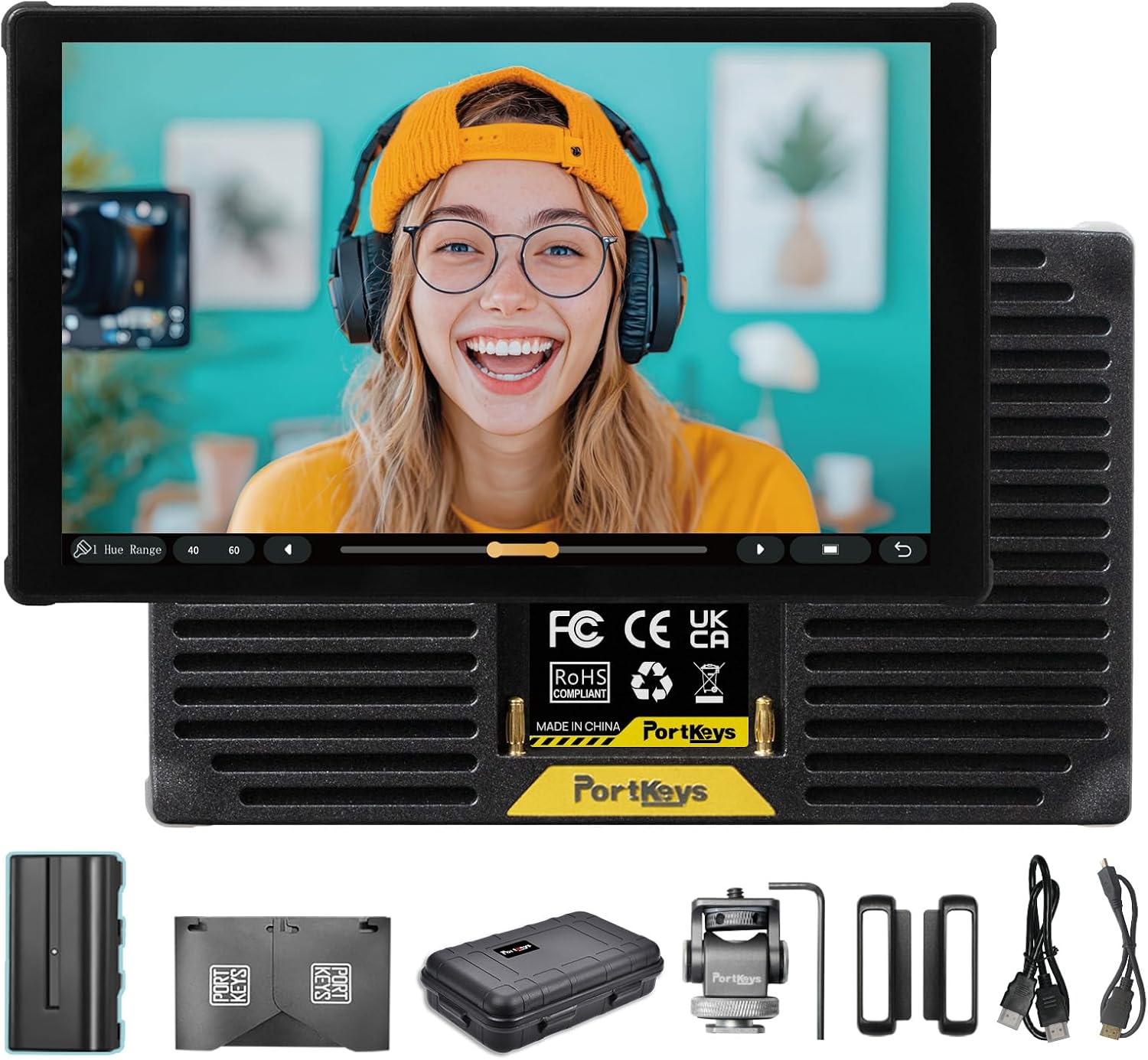 Portkeys PT5 III Camera Monitor 5.4' 800nits Field Monitor with USB 3.0 Type-C Port Support Waveform, Histogram, Peaking, False Color, and 3D LUT Function for DSLR Camcorder with NP-F550 Battery