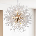 Firework Gold Crystal Chandelier, 9-Light Dandelion Chandelier Lighting for Dining Room, 19.6' Modern Sputnik Pendant Light for Bedroom Kitchen Island
