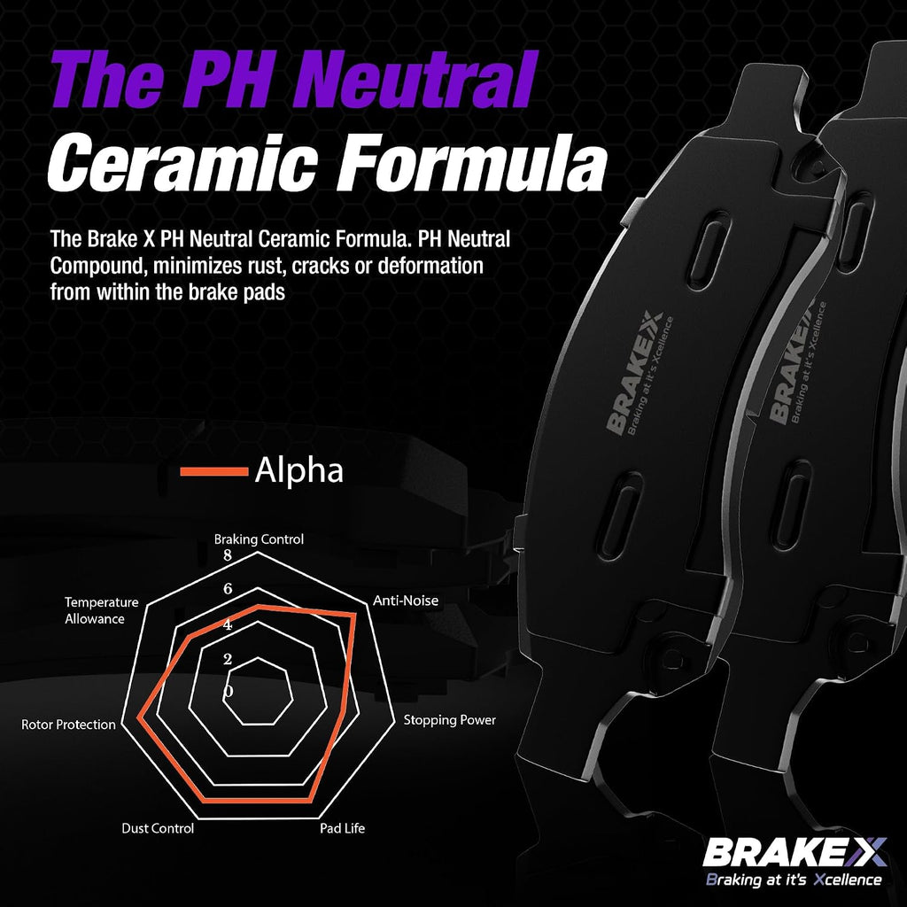 Brake X Front and Rear Brake Pads and Rotors Kit with brake caliper compression tool replacement for 2013-2014 SUBARU LEGACY | ARES Semi Coated Rotors and Alpha Ceramic Brake Pads