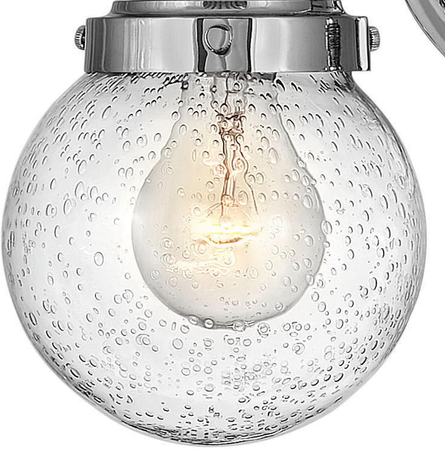 Hinkley Poppy 5932CM Small Two Light Bathroom Vanity Fixture, Mid-Century Modern, Clear Seedy Glass Globe, Chrome
