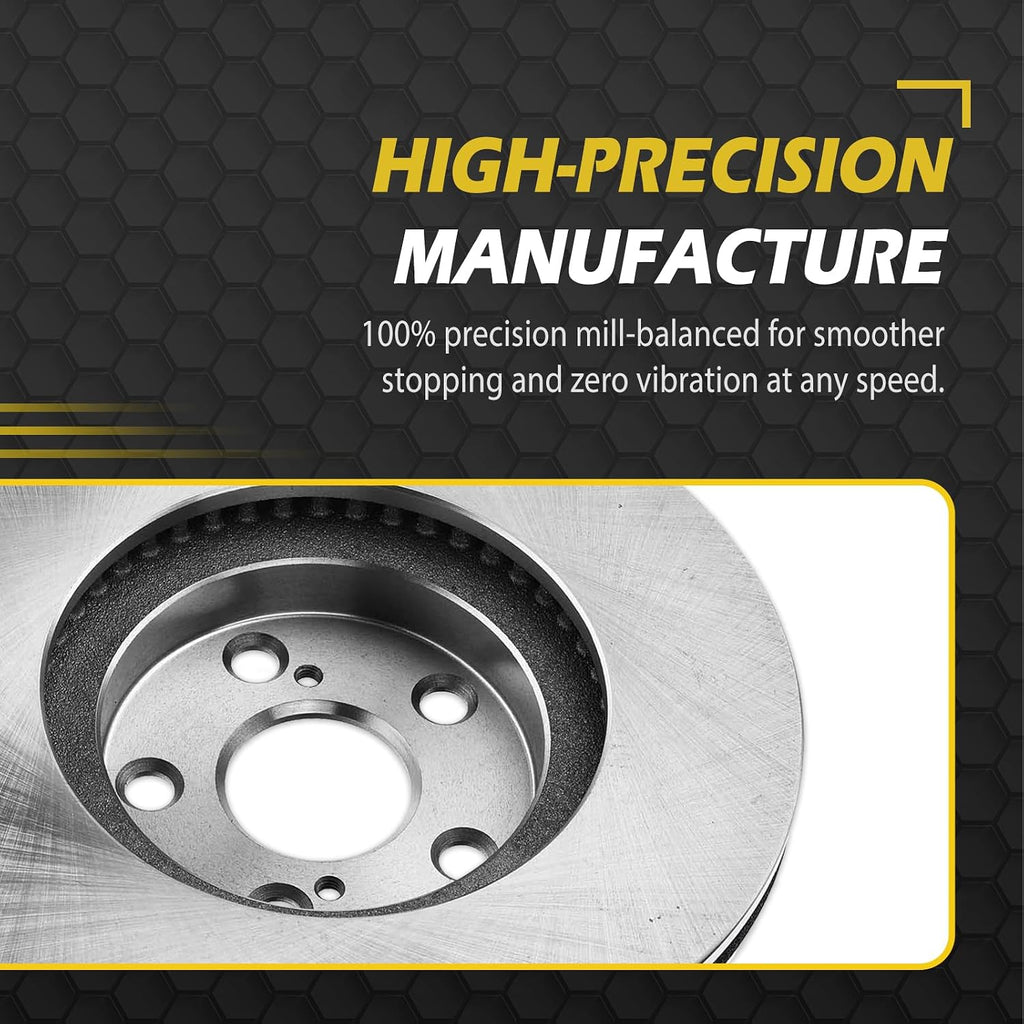 [4-Wheel Disc Brakes] Front 10.3 inch and Rear 10.24 inch for 2006-2011 Honda Civic Brake Kit, 2007 2008 2009 2010 Vented Brakes Rotors and Ceramic Pads Replacement, 31311 465A 31420 537