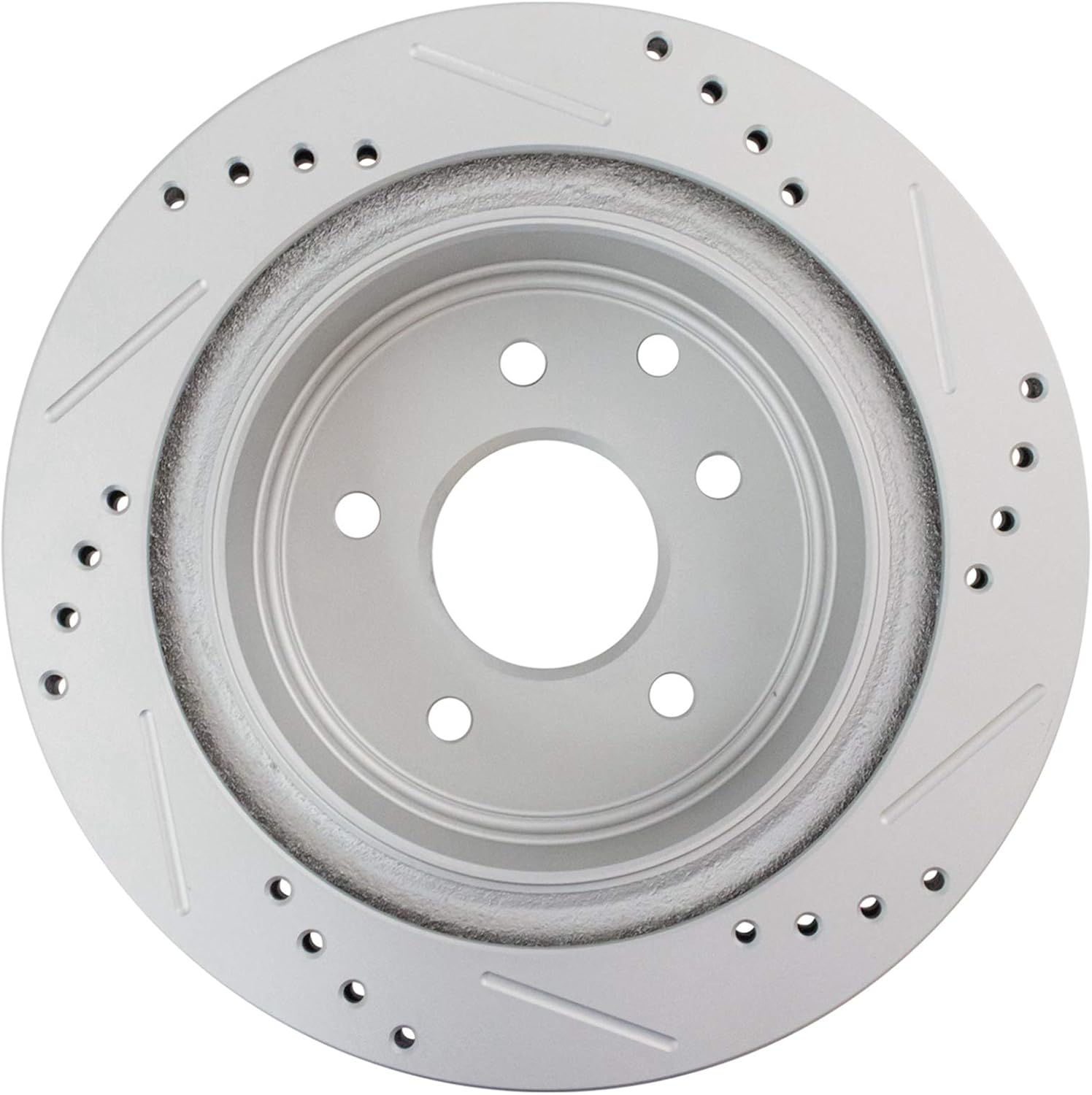 TRQ Performance Front and Rear Brake Rotor Set G Coated Drilled Slotted Compatible with 2014-2017 Nissan Leaf 2014-2020 Rogue 2017-2022 Rogue Sport