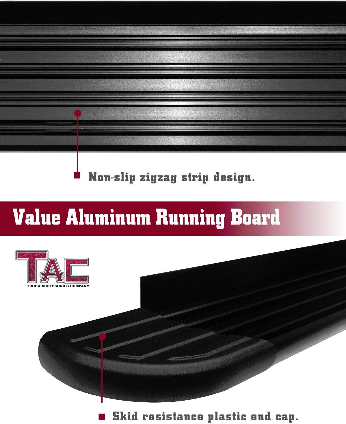 TAC Running Boards Compatible with 2011-2019 Ford Explorer Value Aluminum Black Side Steps Nerf Bars Step Rails Off Road Automotive Exterior Accessories 2 Pieces