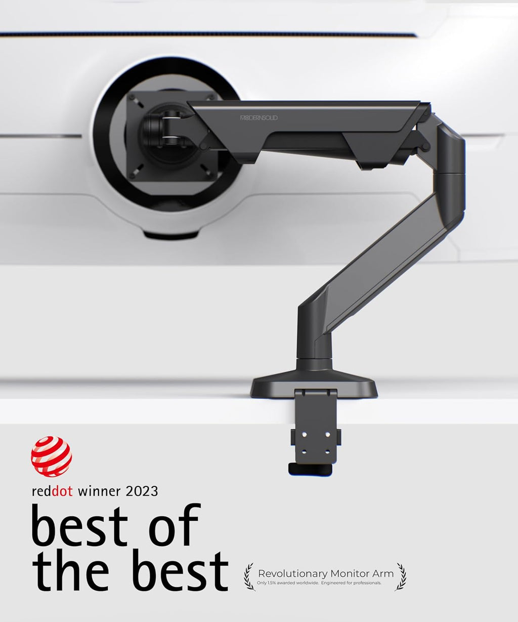 Modernsolid Heavy Duty Monitor Arm Desk Mount for 34-49 Inch Ultrawide Curved Monitors, Supports 14-38 lbs, Gas Spring Ergonomic Full Motion with Cable Management, Red Dot Design Awarded, Black