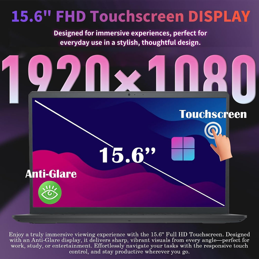 Dell Touchscreen Laptop Computer for Business, 15.6'' FHD IPS (1920×1080), w/Ai Copilot, Windows 11 Pro, 36GB RAM, 1TB SSD, AMD Ryzen 7 7730U, Long Battery Life, AMD Radeon Graphics
