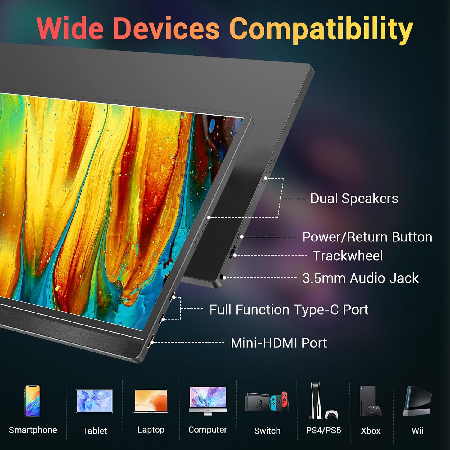 KYY 15.6' Portable Monitor and Portable Triple Laptop Screen Extender for Mac/Wins/Chrome