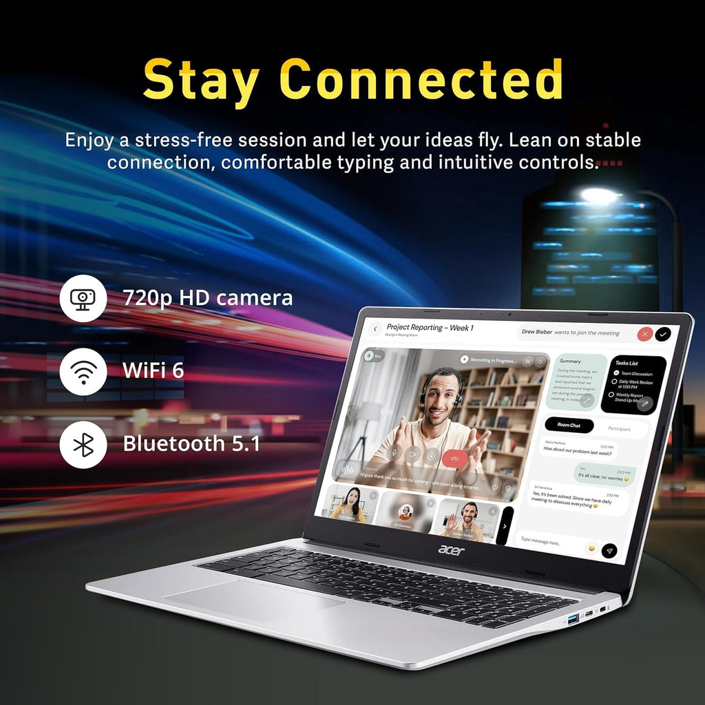 acer Chromebook 315 Google Laptop| 15.6 HD IPS Display| 4G 128GB eMMC+128GB Portable SSD| Intel Pentium N6000 | Wi-Fi 6 |Numeric Keyboard |USB C |Long Battery Life| Webcam| 2024