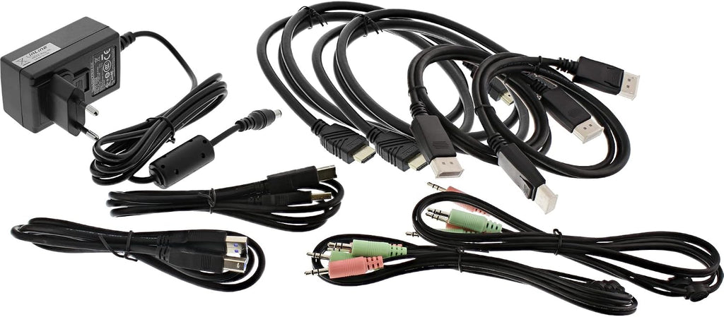 InLine KVM Desktop Switch, 2-Gang Dual Monitor, Displayport + HDMI, 4K, USB 3.0, Audio