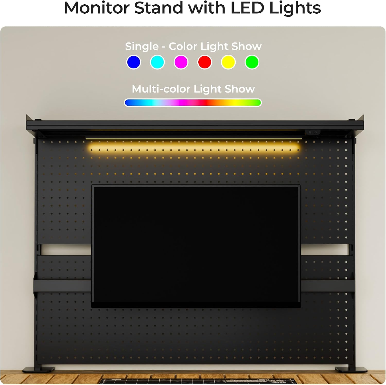 EUREKA ERGONOMIC Metal Pegboard, 43x34inch Clam on Desk Pegboard with Dual Monitor Stand, Garage Pegboard with 4 Accessories, Desk Shelves for Tool organizer, Office, Gaming Desk, Workbench, Black