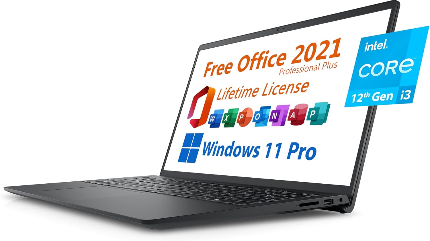 Dell 2024 Inspiron 15 Laptop, Free Microsoft Office 2021 with Lifetime License, 15.6' FHD 1920 x 1080, Intel 6-Core i3-1215U Upto 4.4 GHz, 16GB DDR4 RAM, 512GB PCIe SSD, Windows 11 Pro, Black