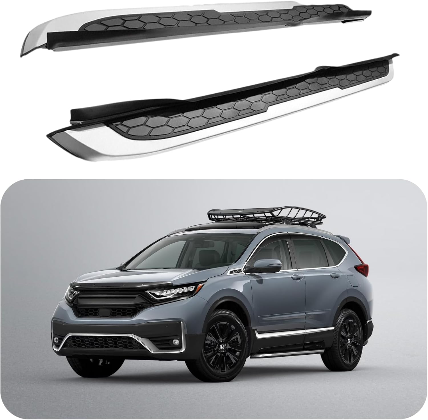 2PCS Running Boards Fit for 2017 2018 2019 2020 2021 2022 Honda CR-V CRV Silver Black Aluminum Side Steps Nerf Bars Accessories
