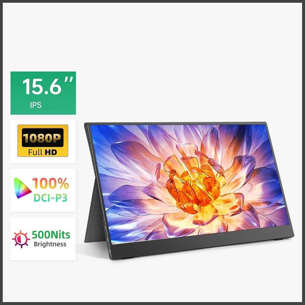Portable Monitor for Laptop Portable Monitor 15.6 Inch 100% SRGB 1080P FHD IPS HDR Gaming Display, Travel Second for Laptop Portable Gaming Monitor