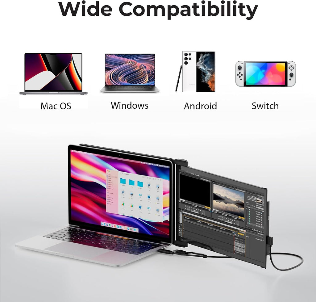 Mobile Pixels 2026 New 13.3' Portable Monitor, Full HD IPS 1080P Laptop Monitor Extender, USB C/HDMI Plug and Play, Suitable for 13-15' Laptop, Windows/Mac/Android/Switch Compatible (Duex Plus DS)