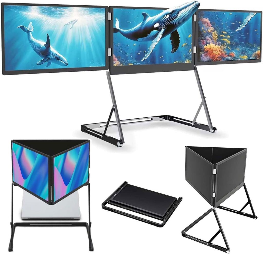 15.6' Tri-Screen Monitor Extender,1080p Foldable FHD Portable Lightweight Monitor,100% sRGB for Color-Accurate Work,HDMI/USB-C Pulg n Play
