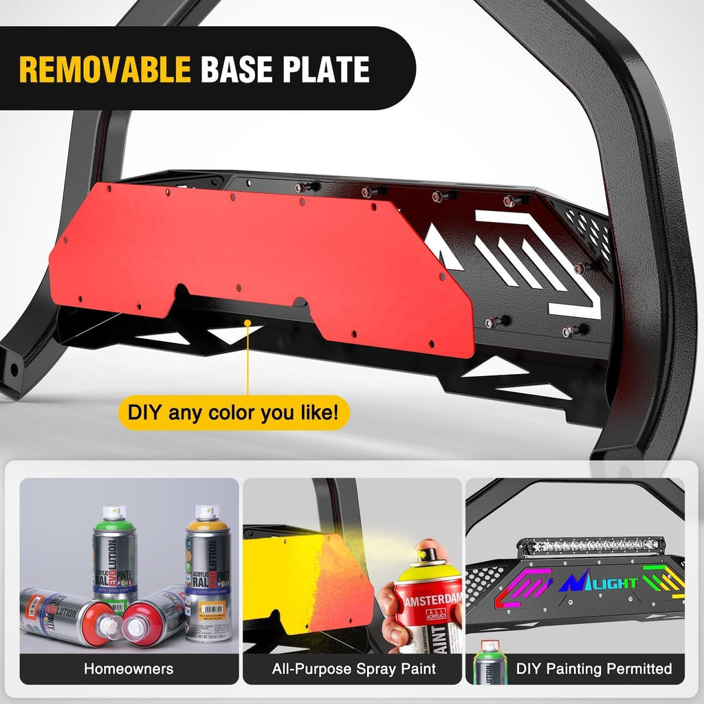 Nilight Bull Bar with Light Bar&License Plate Hole Compatible with Toyota Tundra 2022 2023 2024 Truck Brush Guard, Front Bumper Push Bar w/Grille Skid Plate Light Mount