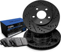 R1 Concepts Rear Brake Kit Fits 2006-2007 Acura CSX; 2013-2015 Acura ILX; 2006-2015 Honda Civic; 1997-2001 Honda Prelude| Semi Met Brake Pads and Drilled Slotted Brake Rotors| 10.2' Rear