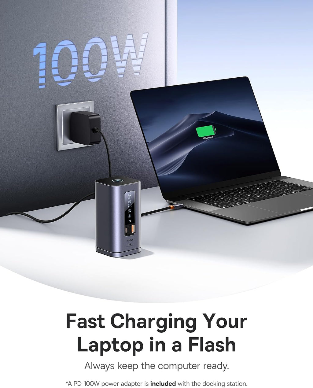 Baseus Spacemate Laptop Docking Station, 11-in-1 USB-C Docking Station for Windows, Triple Display with 4K HDMI & DP, 10Gbps USB-C & USB-A, Ethernet, Audio, 100W PD Charging (Adapter Included)