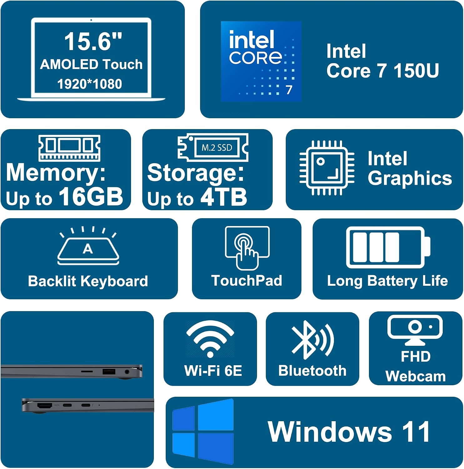 Dell Inspiron 15 3535 Business Laptop 15.6' FHD Anti-Glare Touchscreen AMD 8-core Ryzen 7 7730U (Beats i7-1255u) 32GB RAM 4TB SSD USB-C ExpressCharge Win11Pro