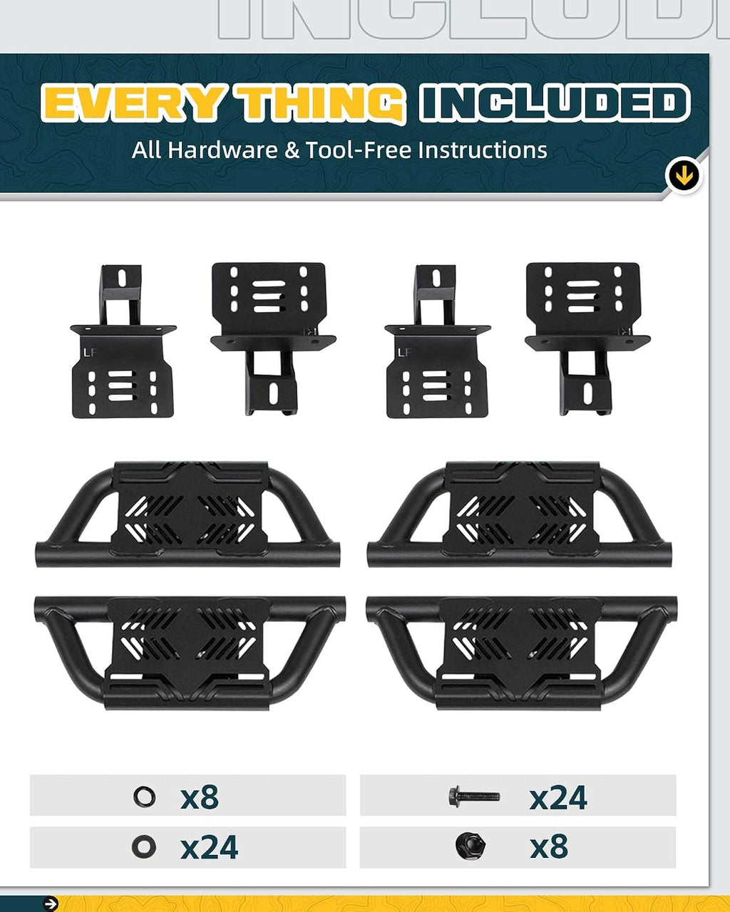 Trumgeta EZ Side Steps Fit for 2018-2025 Jeep Wrangler JL 4 Doors Running Boards 350 LBS One-Person Installation (NOT for Rock Rails)