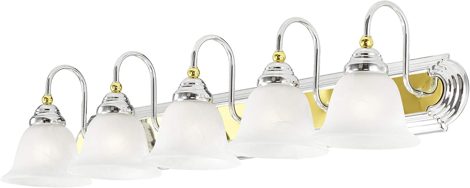 Livex Lighting 1005-52 Belmont 5-Light Bath Light, Chrome and Polished Brass