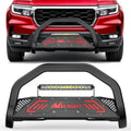 Nilight Bull Bar with Light fits 2016-2022 Honda Pilot, 2017-2024 Ridgeline, 2018-2020 Odyssey, 2017-2022 Passport, 2014-2020 Acura MDX Front Bumper Grille Brush Guard w/Skid Plate Licence Plate Hole