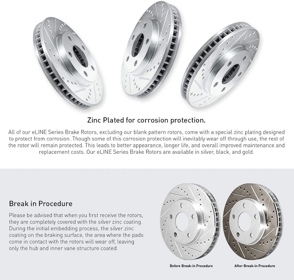 R1 Concepts Brake Kit For 2006-2007 Acura CSX, 2013-2015 Honda Civic, 2014-2015 Acura ILX| Blank Brake Rotors| Ceramic Brake Pads and Rotors Kit