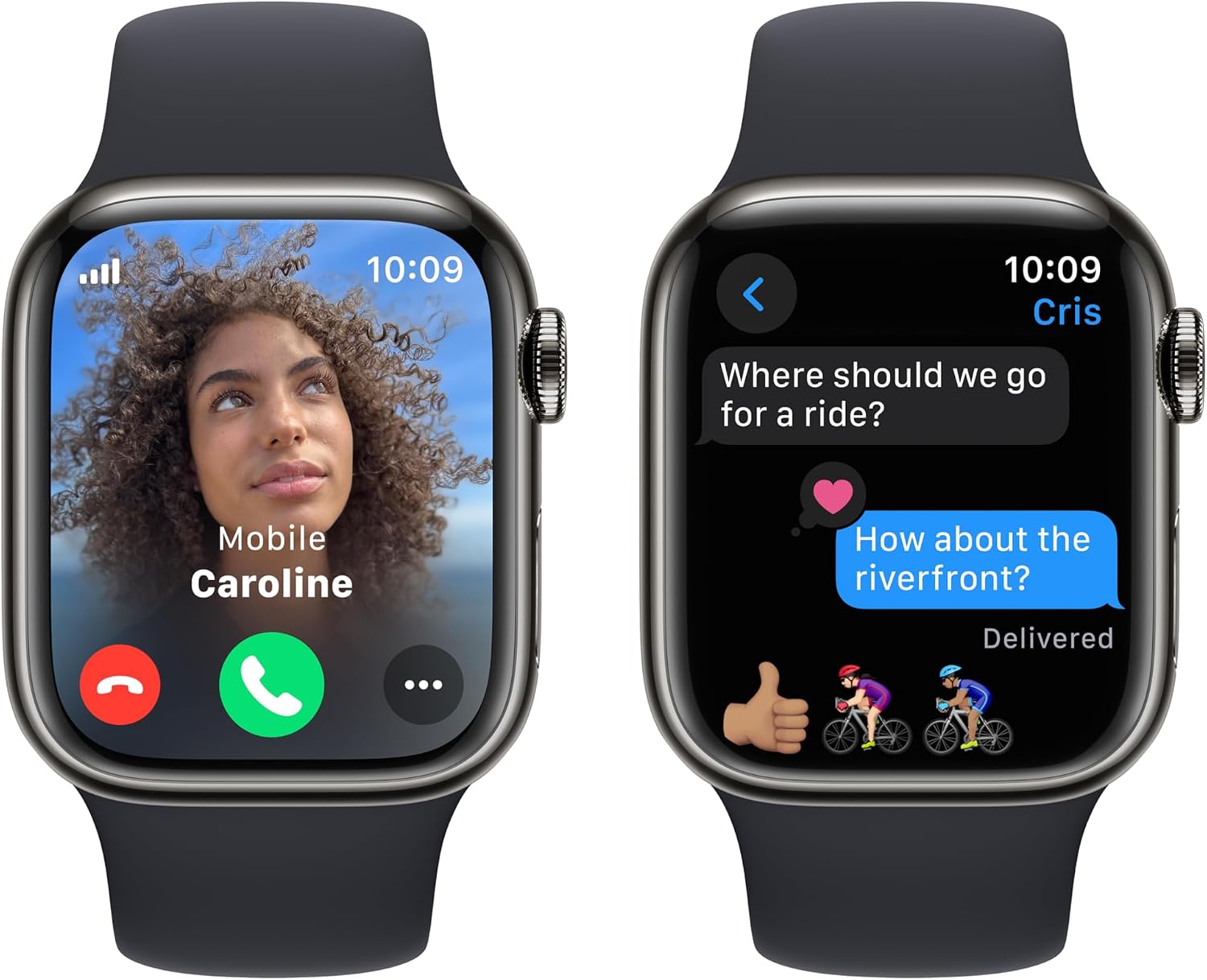 Apple Watch Series 9 [GPS + Cellular, 41mm] - Graphite Stainless Steel Case with Midnight Sport Band, S/M (Renewed Premium)