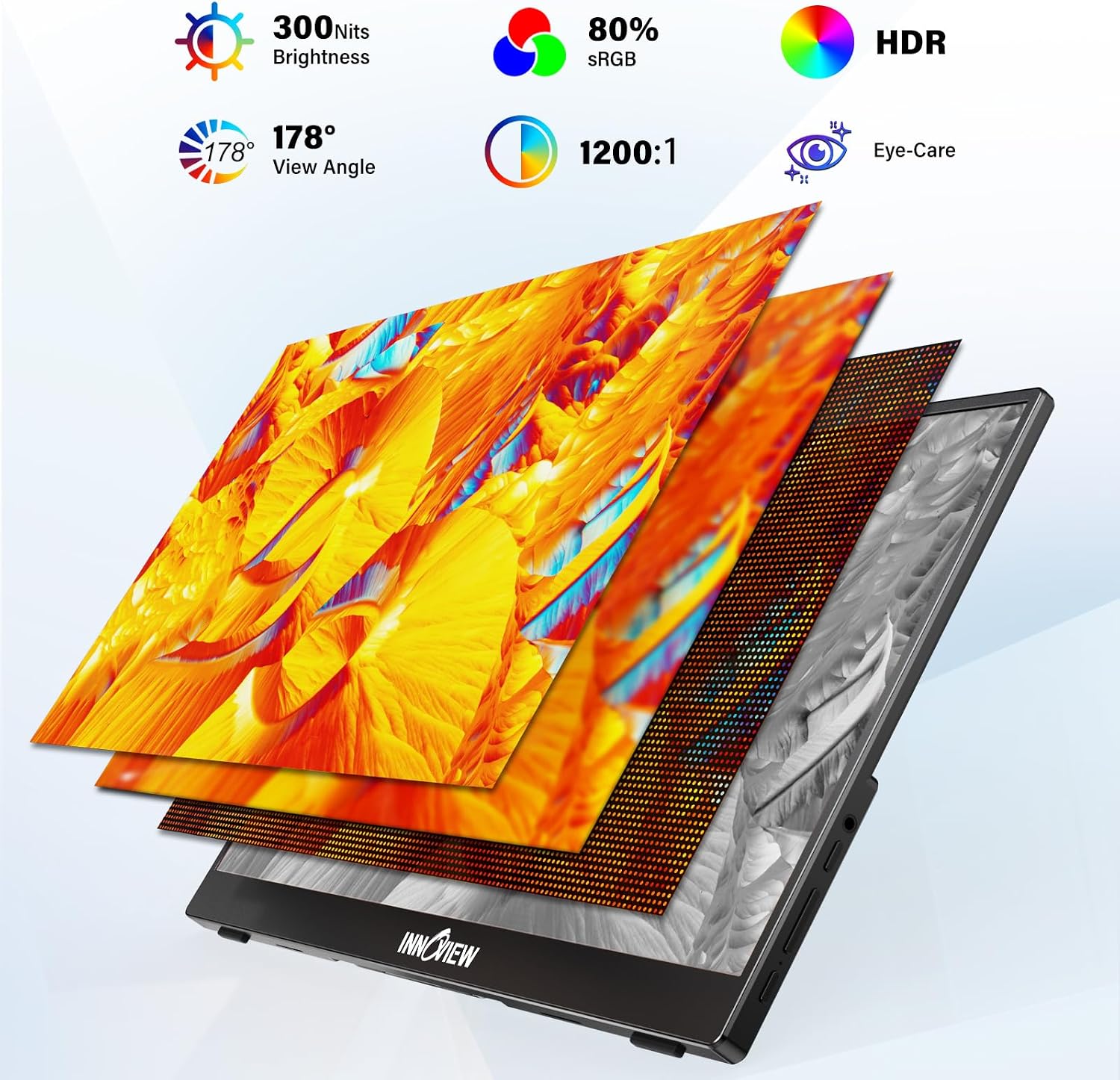 InnoView 15.6 Inch Portable Monitor FHD 1080P, Second External Monitor, for Laptop, Desktop, MacBook, Phones, Tablet, HDMI, USB C, Built-in Speaker, with Protective Case, PS5/4, Xbox, Switch