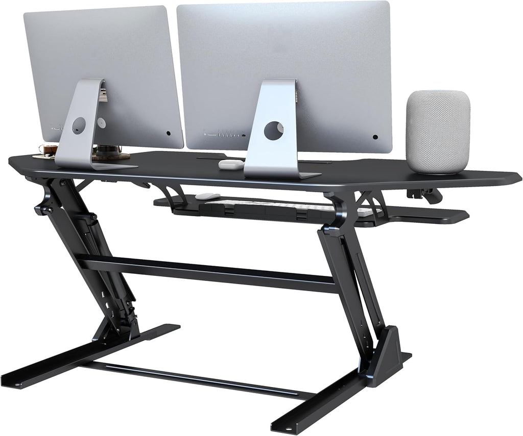 47 inch Corner Standing Desk Converter, Height Adjustable Sit Stand Desk Riser, Black, GSD06T