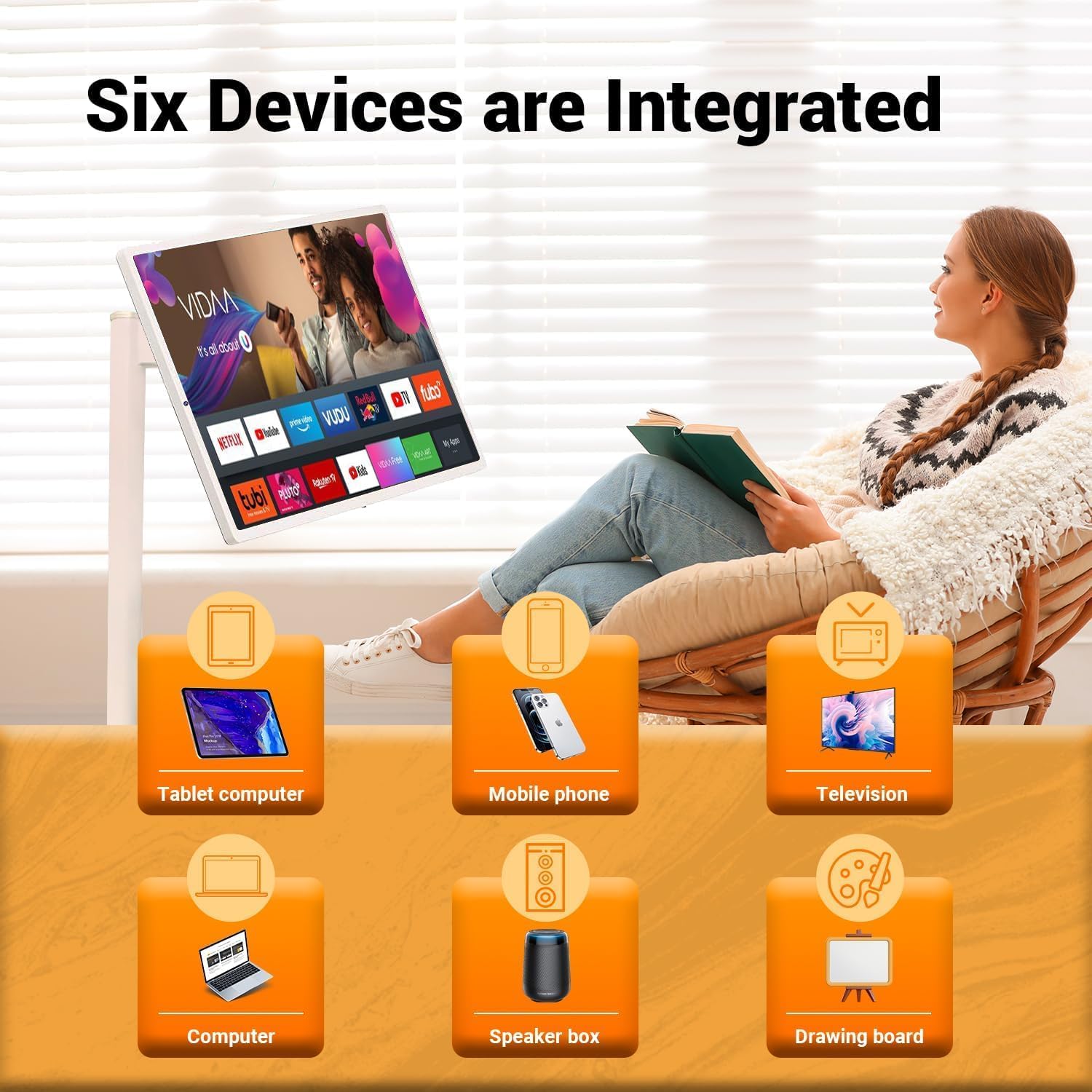 22 Inch 1080p Portable tv Built-in Camera, Portable Touch Screen Monitor Rollable Tablet TV, Wireless TV on Wheels Touchscreen Battery(6-8H) (Upgraded Version - Supports Scalability)