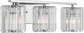JONATHAN Y 4.75' Chrome 3-Light Vintage Glam LED Vanity Light Wall Sconce Fixture with Clear Crystal Prism Shade, Hardwired Wall Lamp for Bathroom Mirror Hallway, LED Bulb Included (JYL3554A)