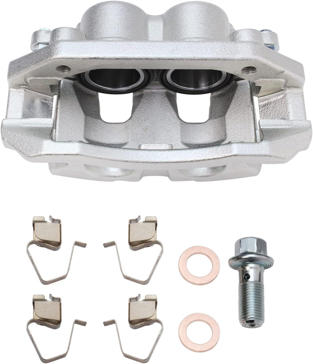 Detroit Axle - Front Disc Rotors + Passenger Side Brake Caliper Replacement for 2005-2008 Mitsubishi Raider Dodge Dakota - 3pc Set