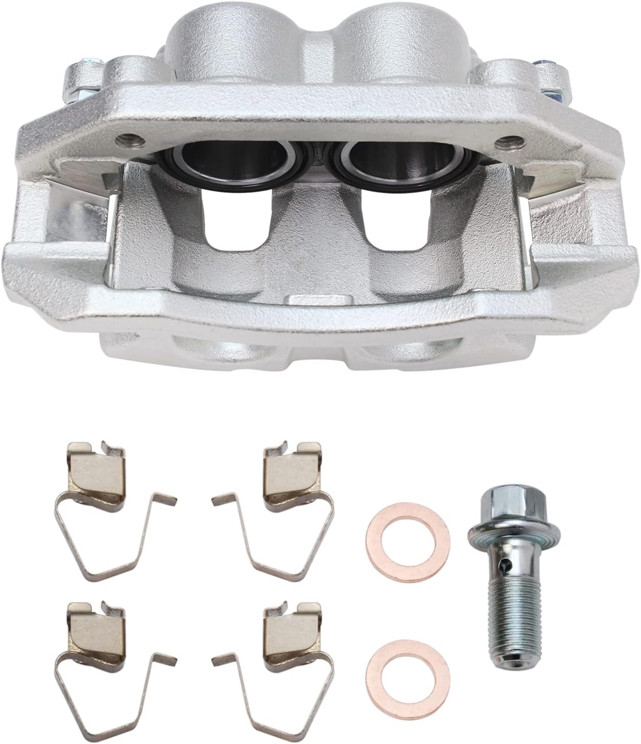 Detroit Axle - Front Disc Rotors + Passenger Side Brake Caliper Replacement for 2005-2008 Mitsubishi Raider Dodge Dakota - 3pc Set