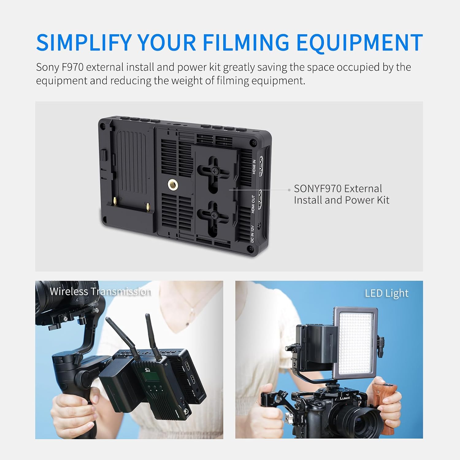 FEELWORLD Video Camera Monitor 6 Inch Touch Screen DSLR HDMI Field Monitor with F750 Battery 4400mAh + Bag IPS FHD1920x1080 4K HDMI Input Output 5 V Type c Input F5PROV4