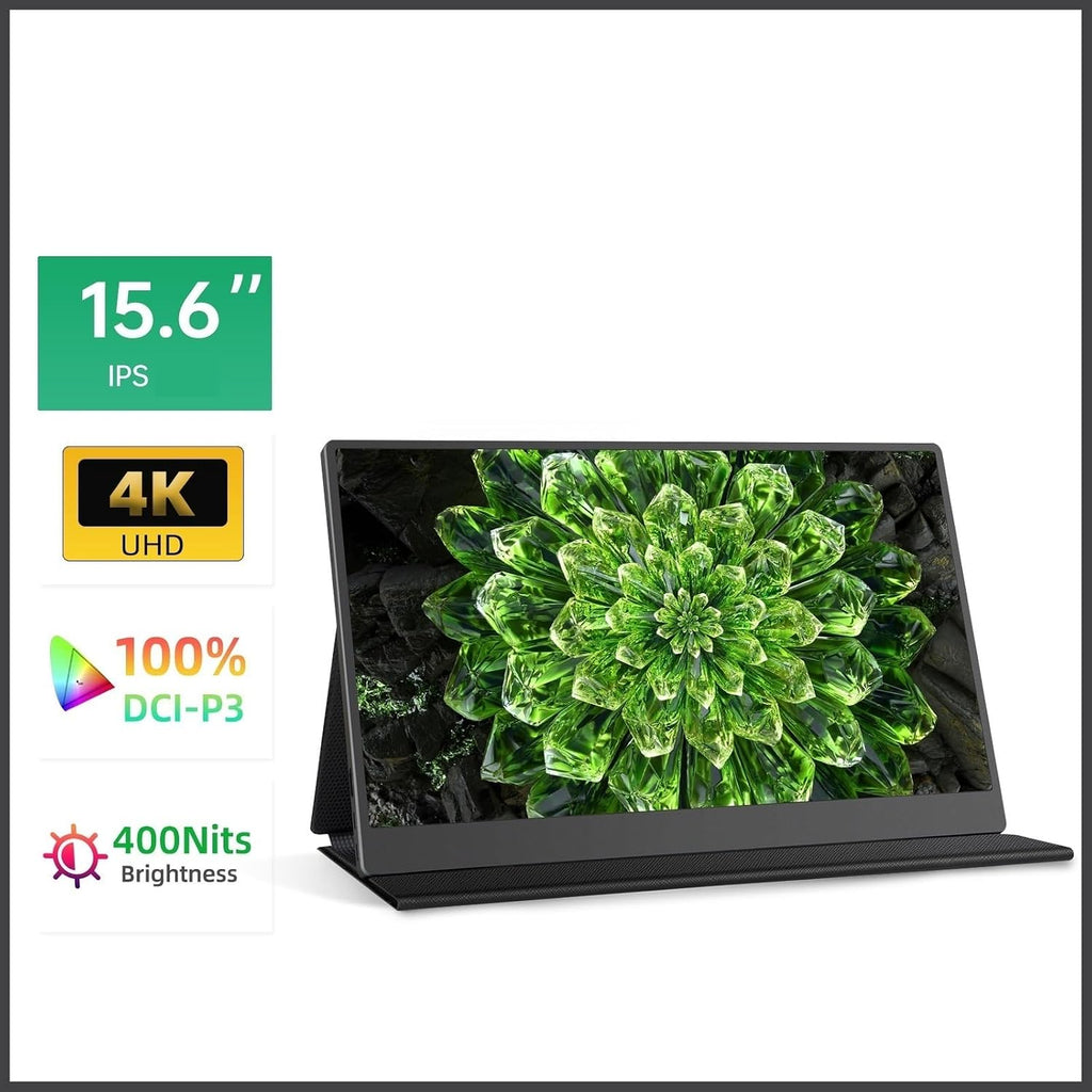 Portable Monitor for Laptop 15.6 Inch 3840 * 2160 60Hz IPS 400nits Portable Monitor for Laptop Office Mobile Phone Portable Gaming Monitor