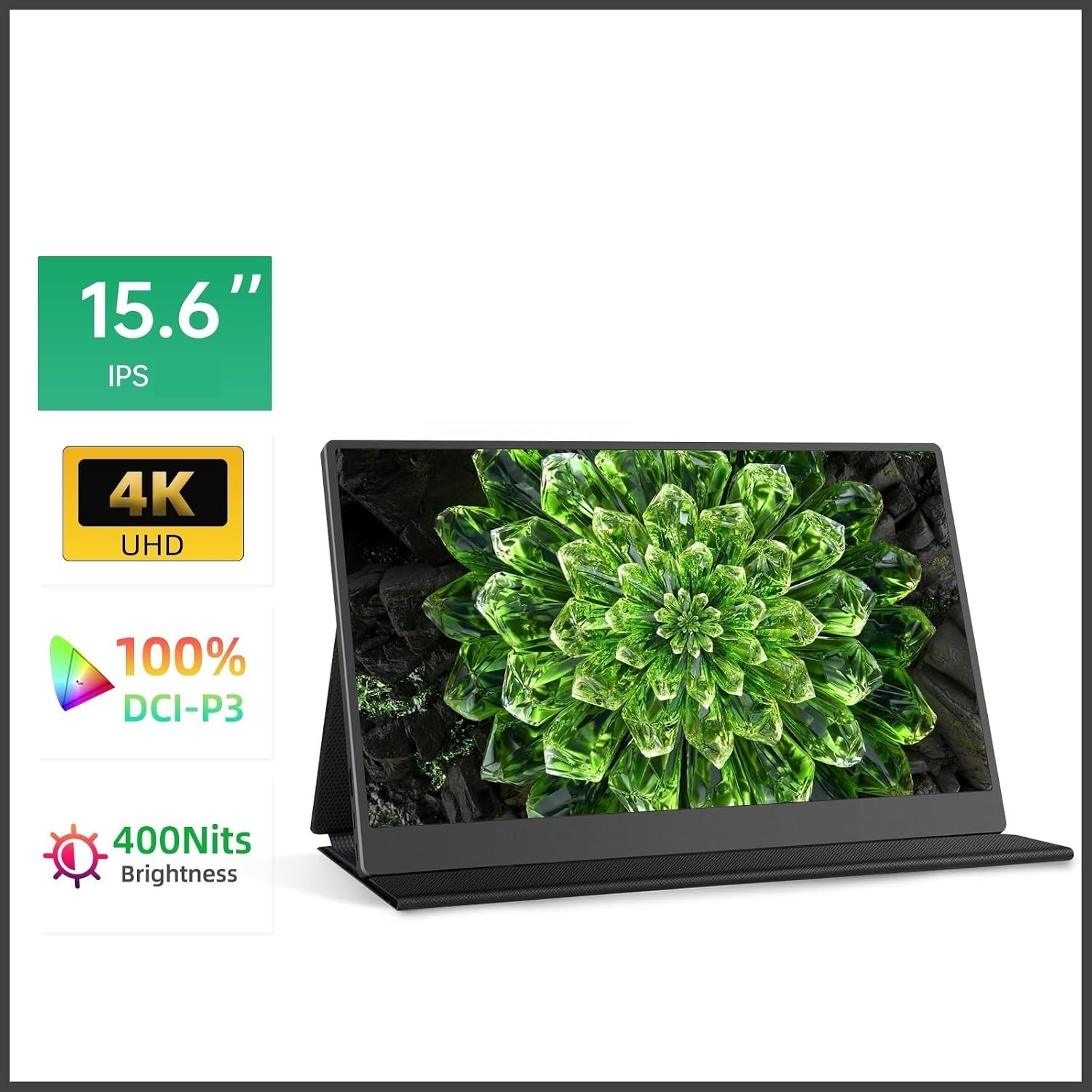 Portable Monitor for Laptop 15.6 Inch 3840 * 2160 60Hz IPS 400nits Portable Monitor for Laptop Office Mobile Phone Portable Gaming Monitor