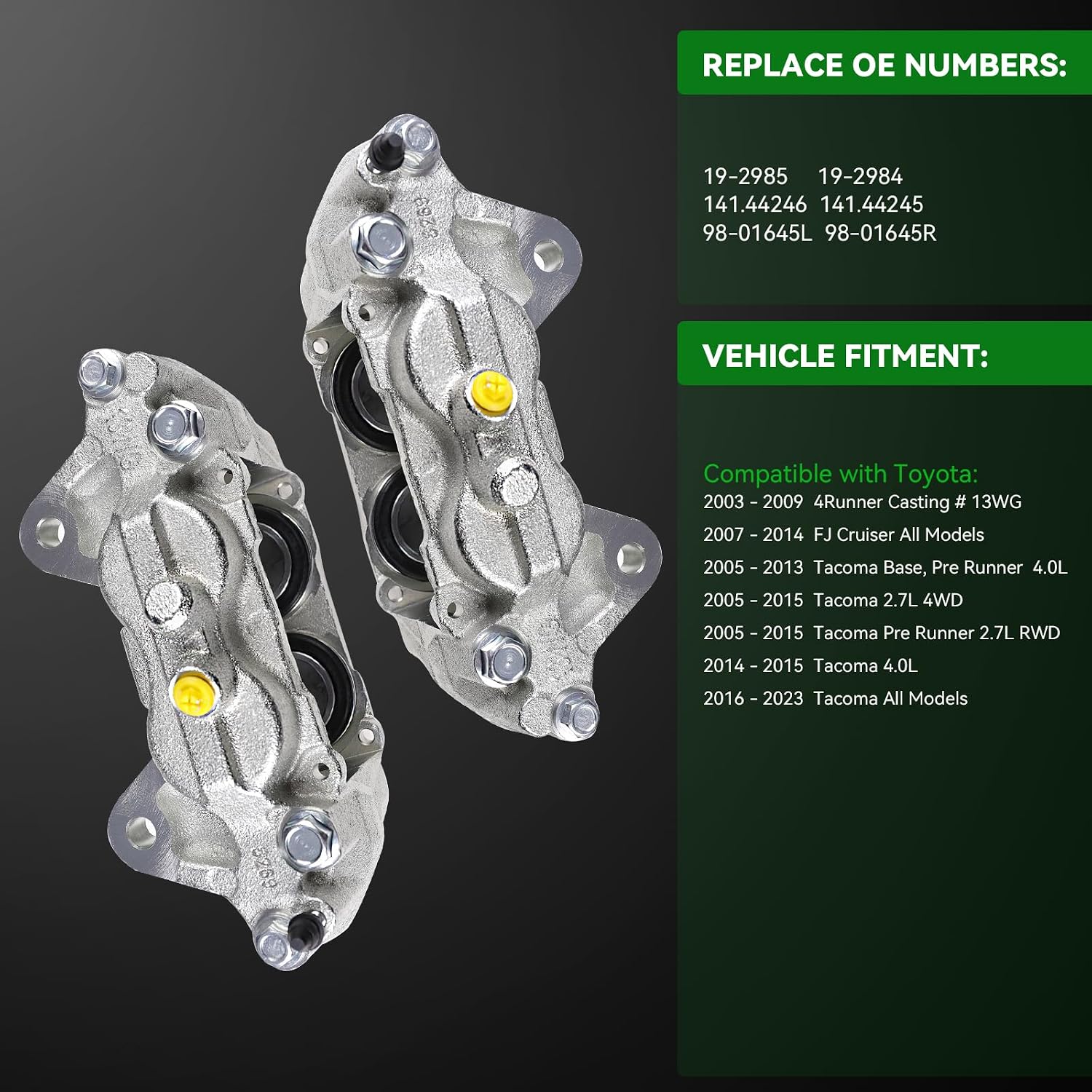 Front Brake Calipers with Hardware Kit, Left & Right Brake Calipers Set Fit for Toyota 4Runner FJ Cruiser Tacoma