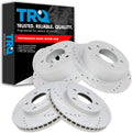 TRQ Performance Front Rear Brake Rotor Set Drilled Slotted G Coated Compatible with 2007 Dodge Caliber 2008-2017 Mitsubishi Lancer