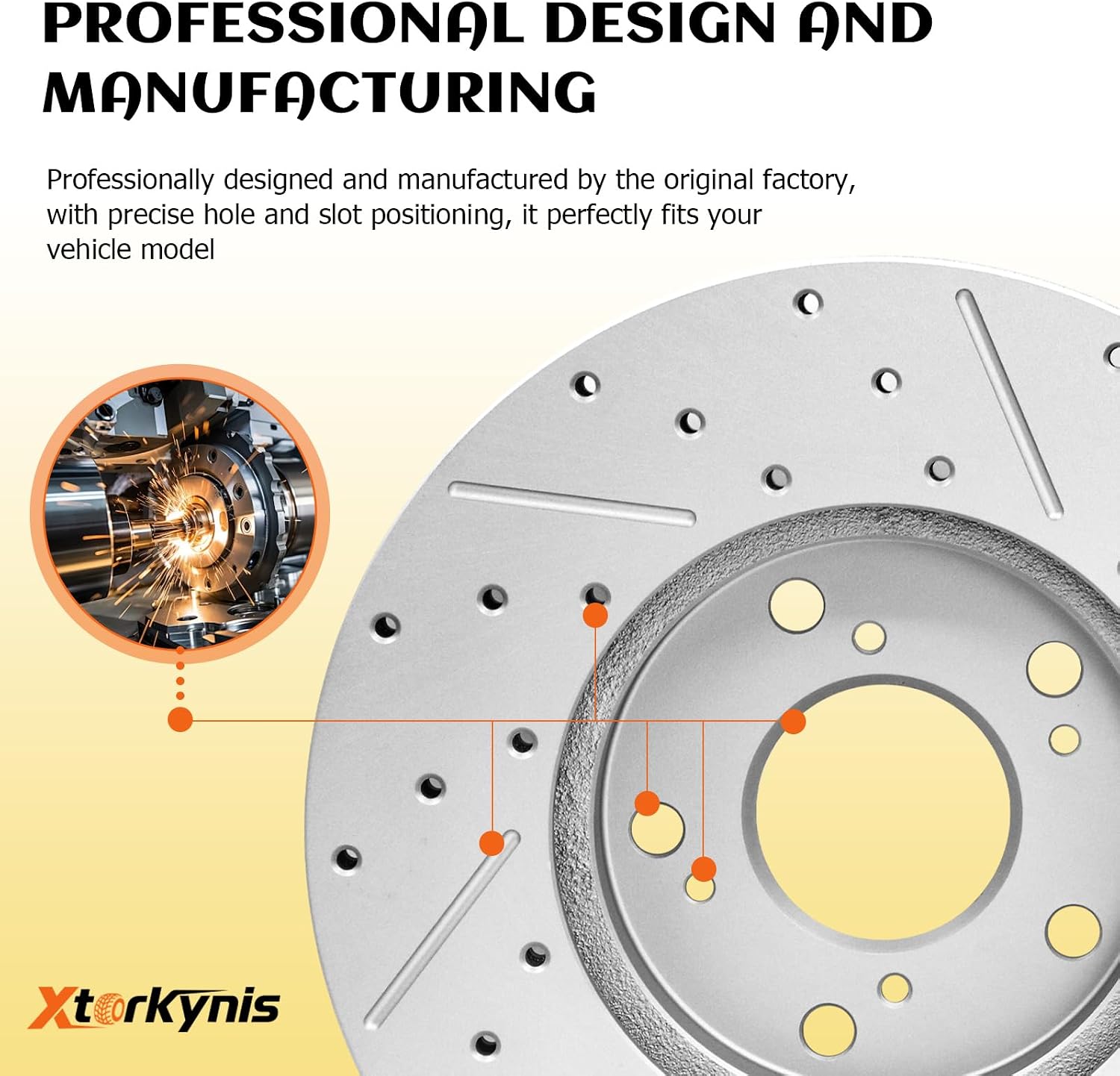 Front and Rear Brake Kit, Drilled and Slotted Disc Brake Rotor With Ceramic Pads for Honda Civic 2006 2007 2008 2009 2010 2011