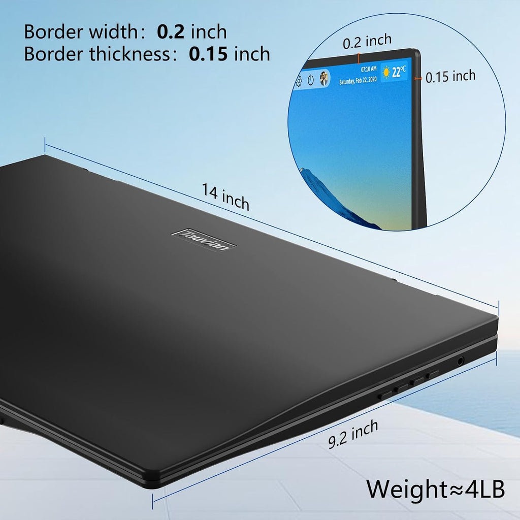 Dual Portable Monitors, 16'/1200P/FHD Foldable Laptop Screen Extender, All-Metal, Ultra Slim, Plug & Play, Extend/Mirror/Splicing/Flip Mode, USB-C/HDMI, Low Blue Light, Speakers, for Win/Mac